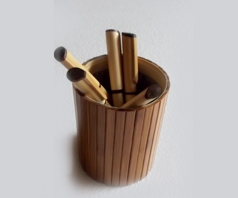 Bamboo Crafted Mat Pen Cup Multipurpose storage unit for Home and Office